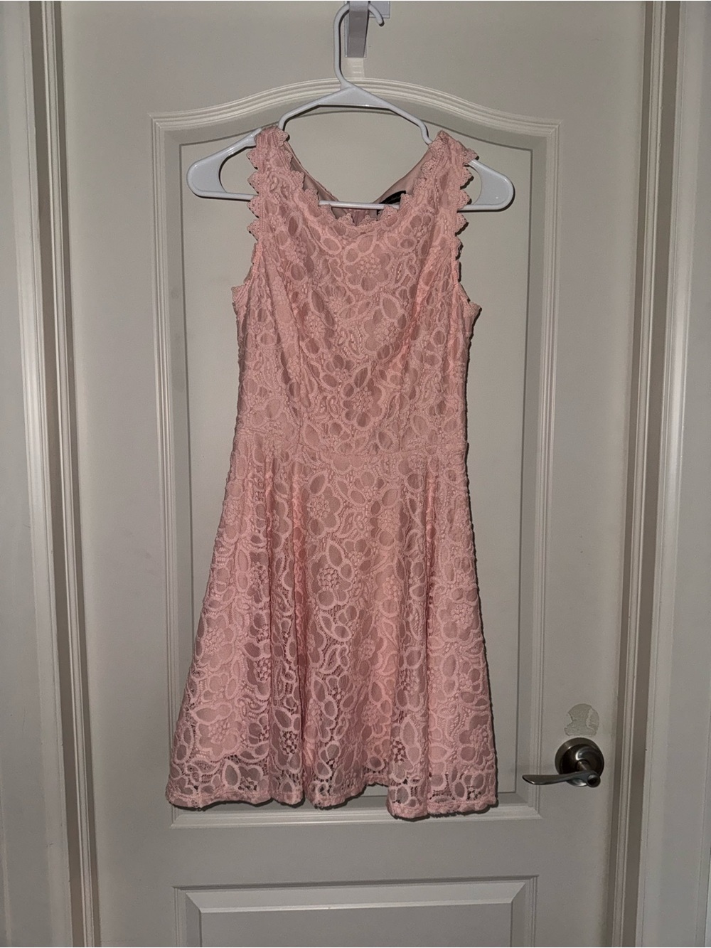 Jodi Kristopher Pink Lace Fit-and-Flare Mini Dress